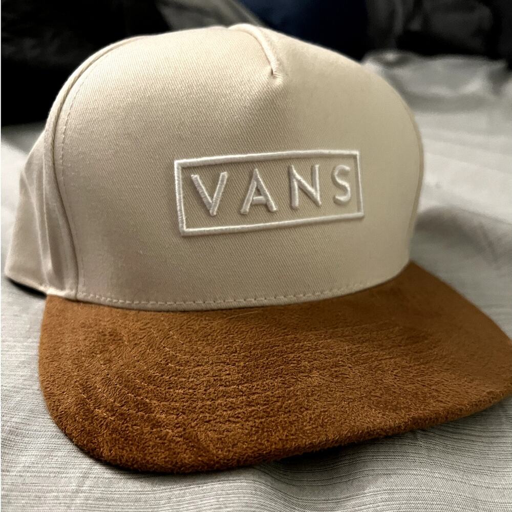 Vans Snapback Hat Beige/Brown Unisex Adjustable Trucker Cap
